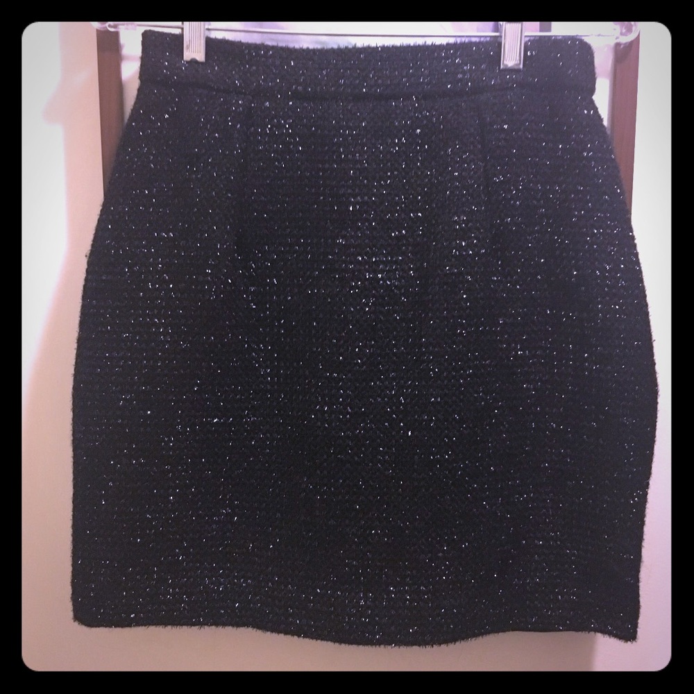 Black Textured Sparkling Skirt